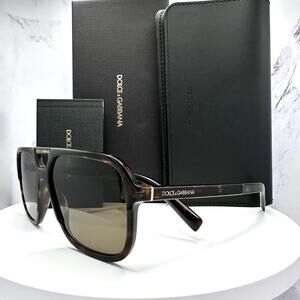 LUXURY New Dolce & Gabbana Sunglasses DG4354 502/73 Brown Aviator Pilot Gold